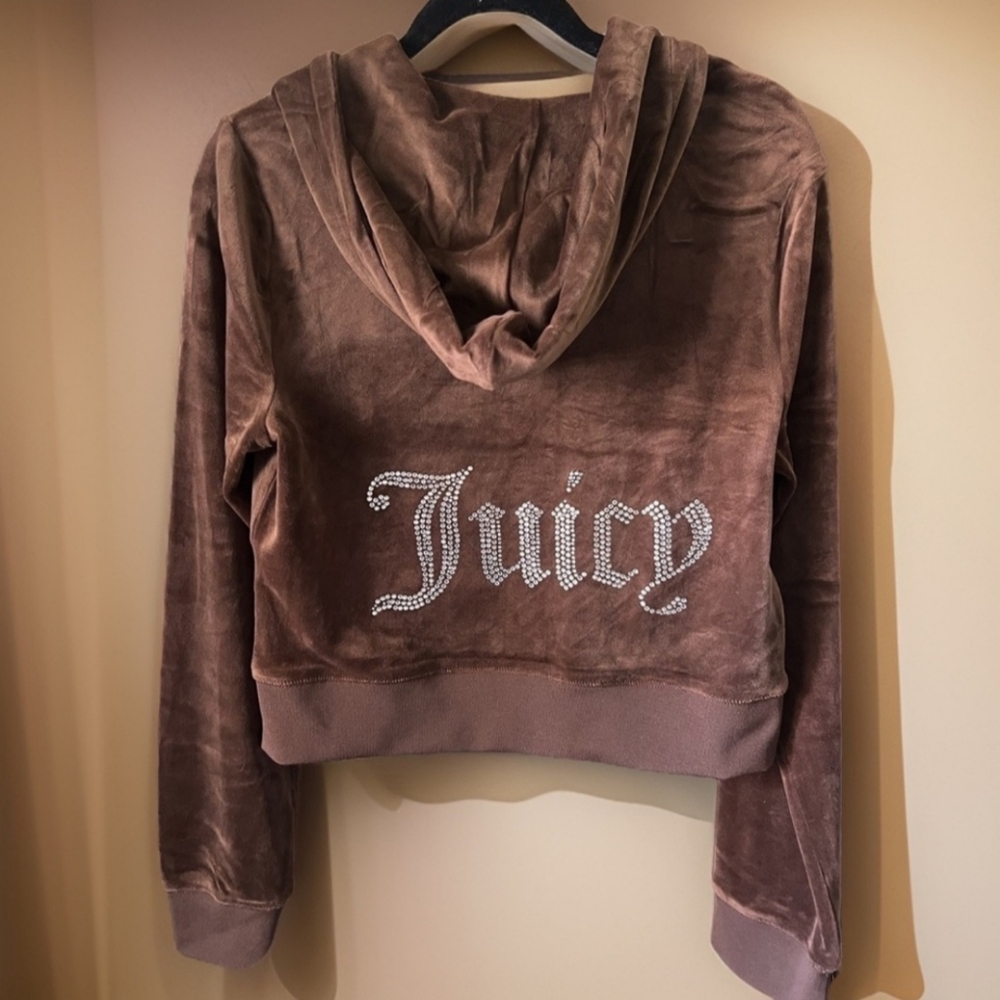 Juicy Couture Bling Brown Velour Hoodie